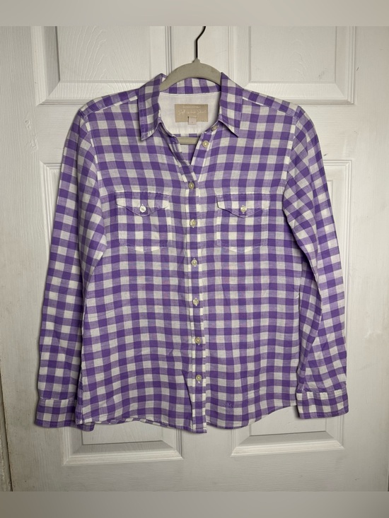Banana Republic Tops - Banana Republic Soft-Wash Linen Cotton Gingham Button-Down Shirt Women’s Small